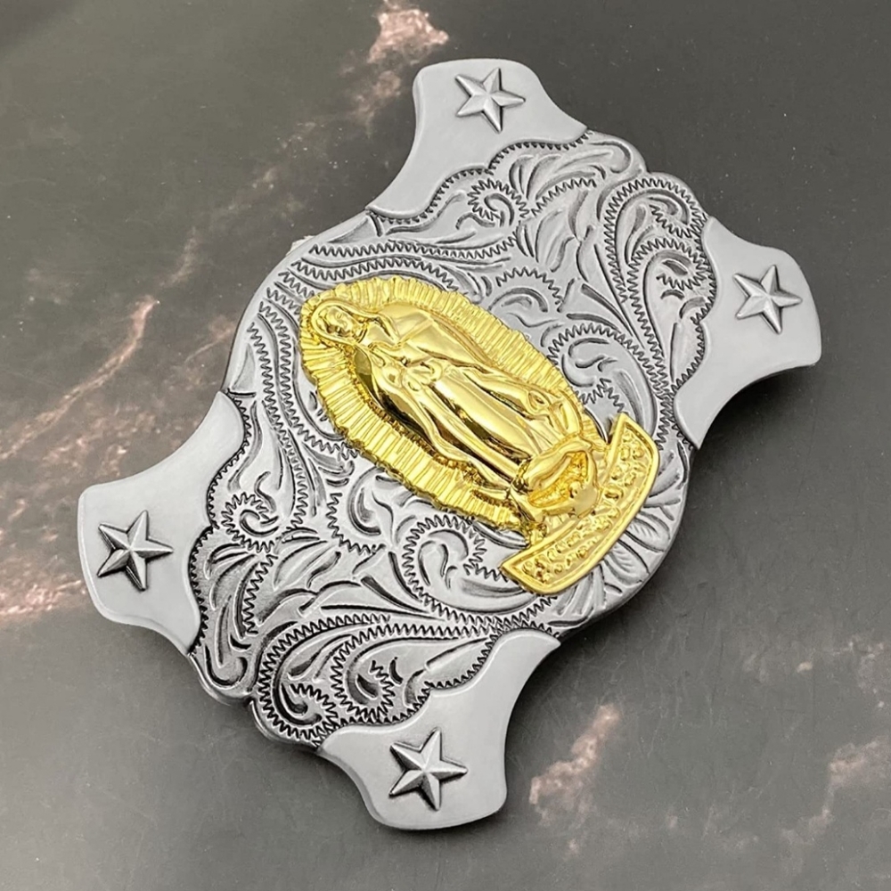Virgin Mary belt buckle fits 1.5" belt